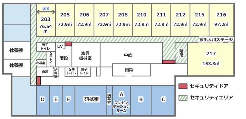 札幌市エレクトロニクスセンター 技術開発室B（ウェット仕様レンタルラボ）の外観・ラボ写真（2階フロア図（各室の面積つき））